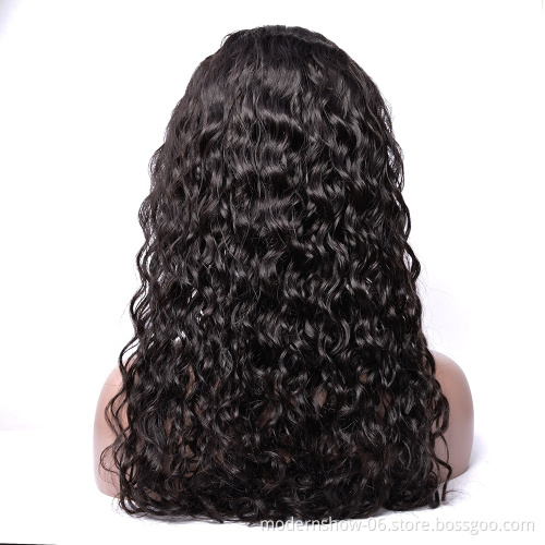 Highlight Color and Natural Color 150 Density Water Wavy Lace Frontal Wig, Brazilian Virgin Human Hair  Lace Front  Wigs
